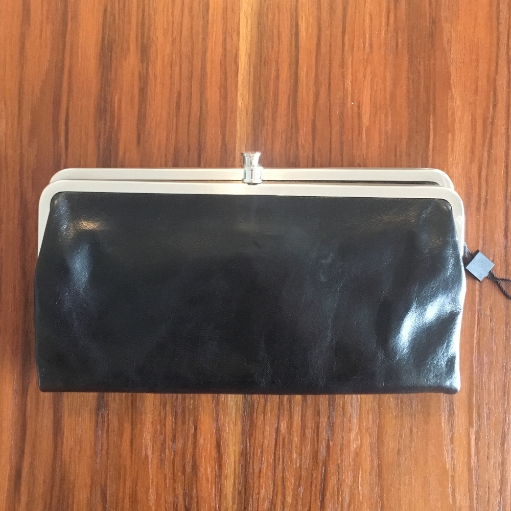 HOBO 'Lauren' black leather clutch wallet NWOT